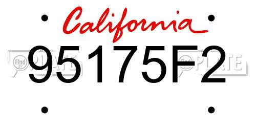 95175F2 California License Plate