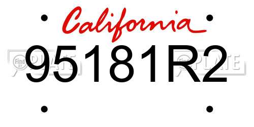 95181R2 California License Plate
