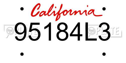 95184L3 California License Plate