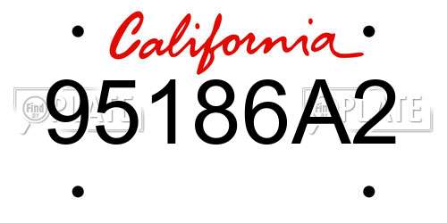 95186A2 California License Plate