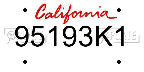 95193K1 California License Plate