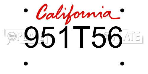 951T56 California License Plate