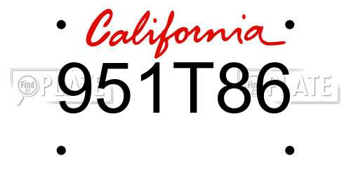 951T86 California License Plate