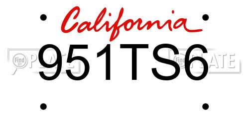 951TS6 California License Plate