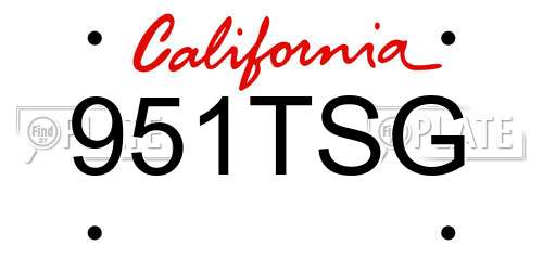 951TSG California License Plate