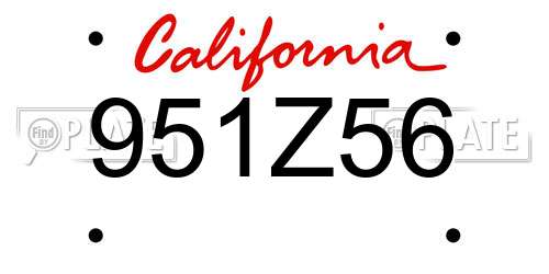 951Z56 California License Plate