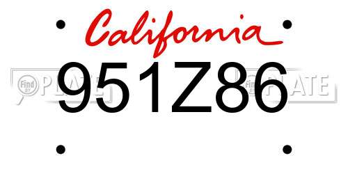 951Z86 California License Plate