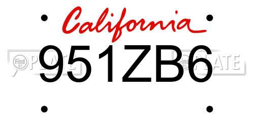 951ZB6 California License Plate