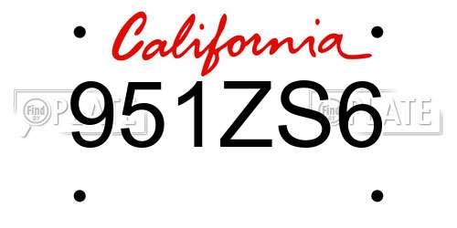 951ZS6 California License Plate