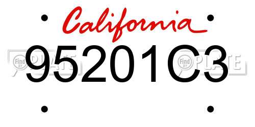 95201C3 California License Plate
