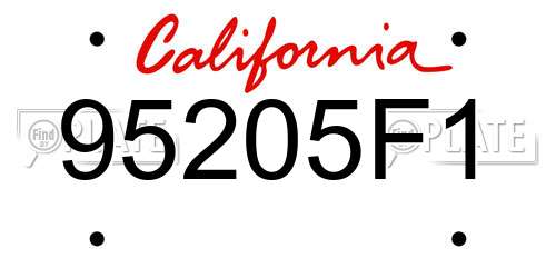 95205F1 California License Plate