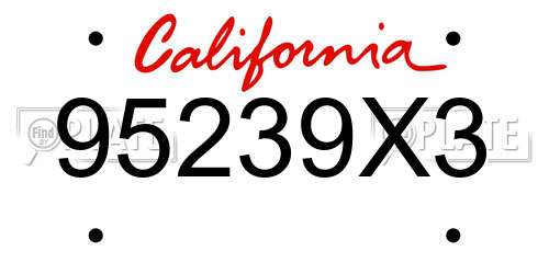 95239X3 California License Plate