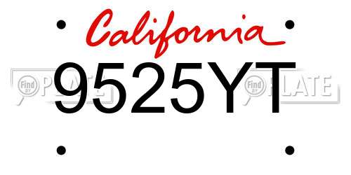 9525YT California License Plate