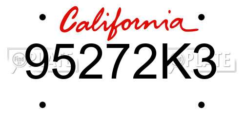 95272K3 California License Plate