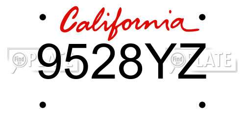9528YZ California License Plate
