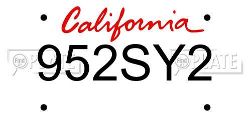 952SY2 California License Plate