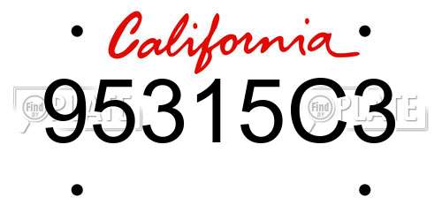 95315C3 California License Plate