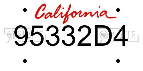 95332D4 California License Plate