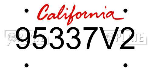 95337V2 California License Plate