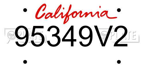 95349V2 California License Plate