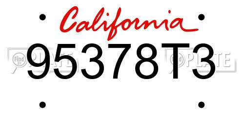 95378T3 California License Plate