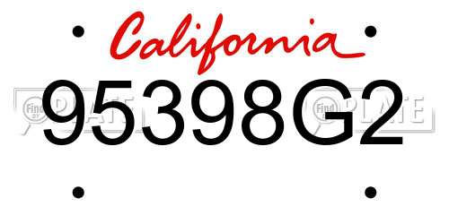 95398G2 California License Plate
