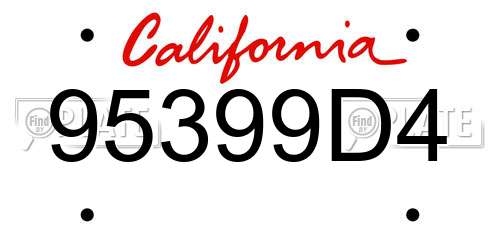 95399D4 California License Plate