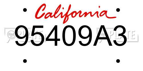 95409A3 California License Plate