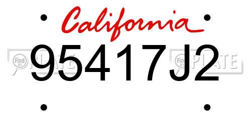 95417J2 California License Plate