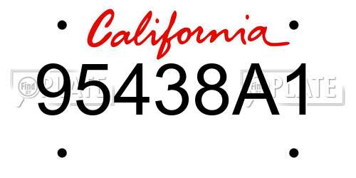 95438A1 California License Plate