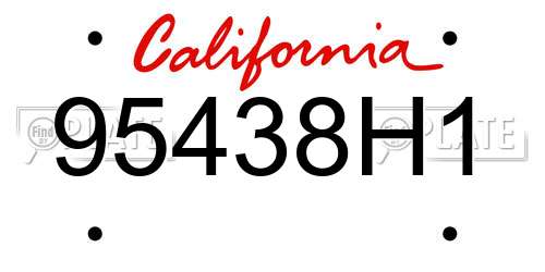 95438H1 California License Plate