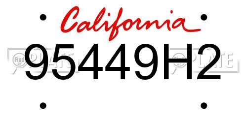 95449H2 California License Plate
