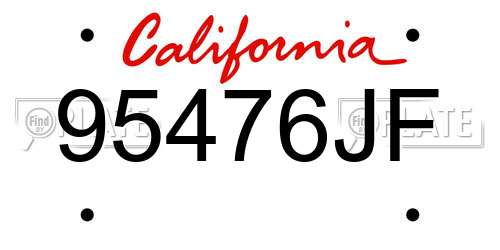 95476JF California License Plate