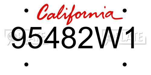 95482W1 California License Plate