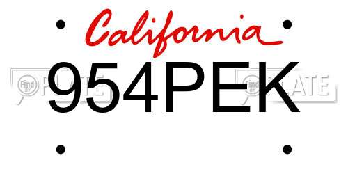 954PEK California License Plate