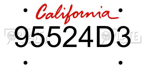 95524D3 California License Plate
