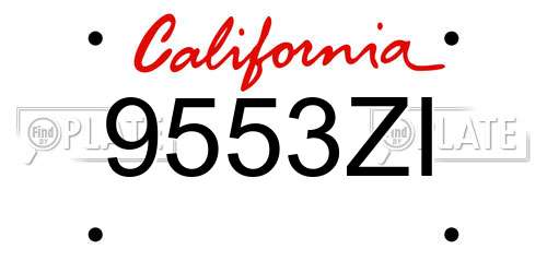 9553ZI California License Plate