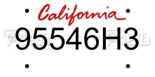 95546H3 California License Plate