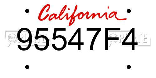 95547F4 California License Plate