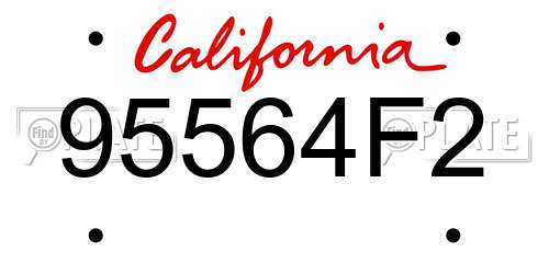 95564F2 California License Plate