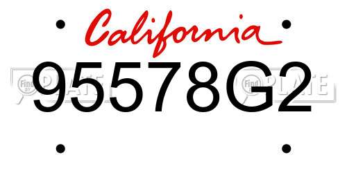 95578G2 California License Plate