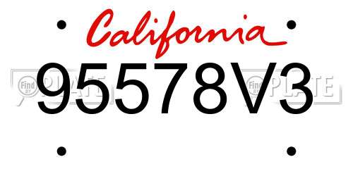 95578V3 California License Plate
