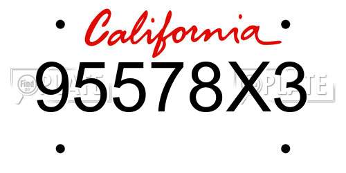 95578X3 California License Plate