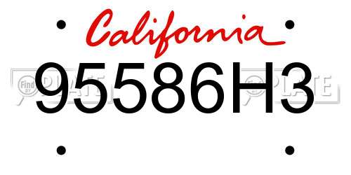 95586H3 California License Plate