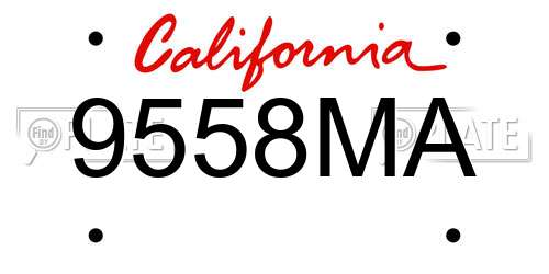 9558MA California License Plate