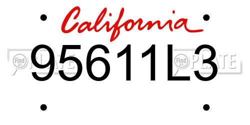 95611L3 California License Plate