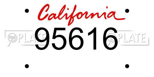 95616 California License Plate