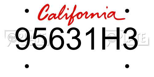 95631H3 California License Plate