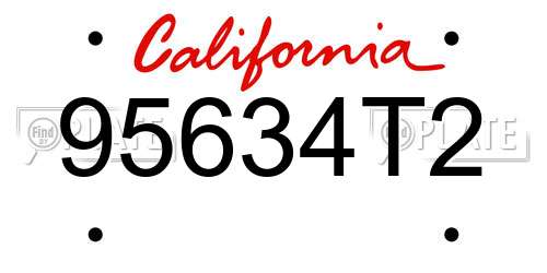 95634T2 California License Plate