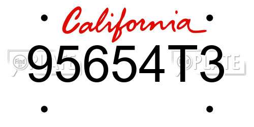 95654T3 California License Plate